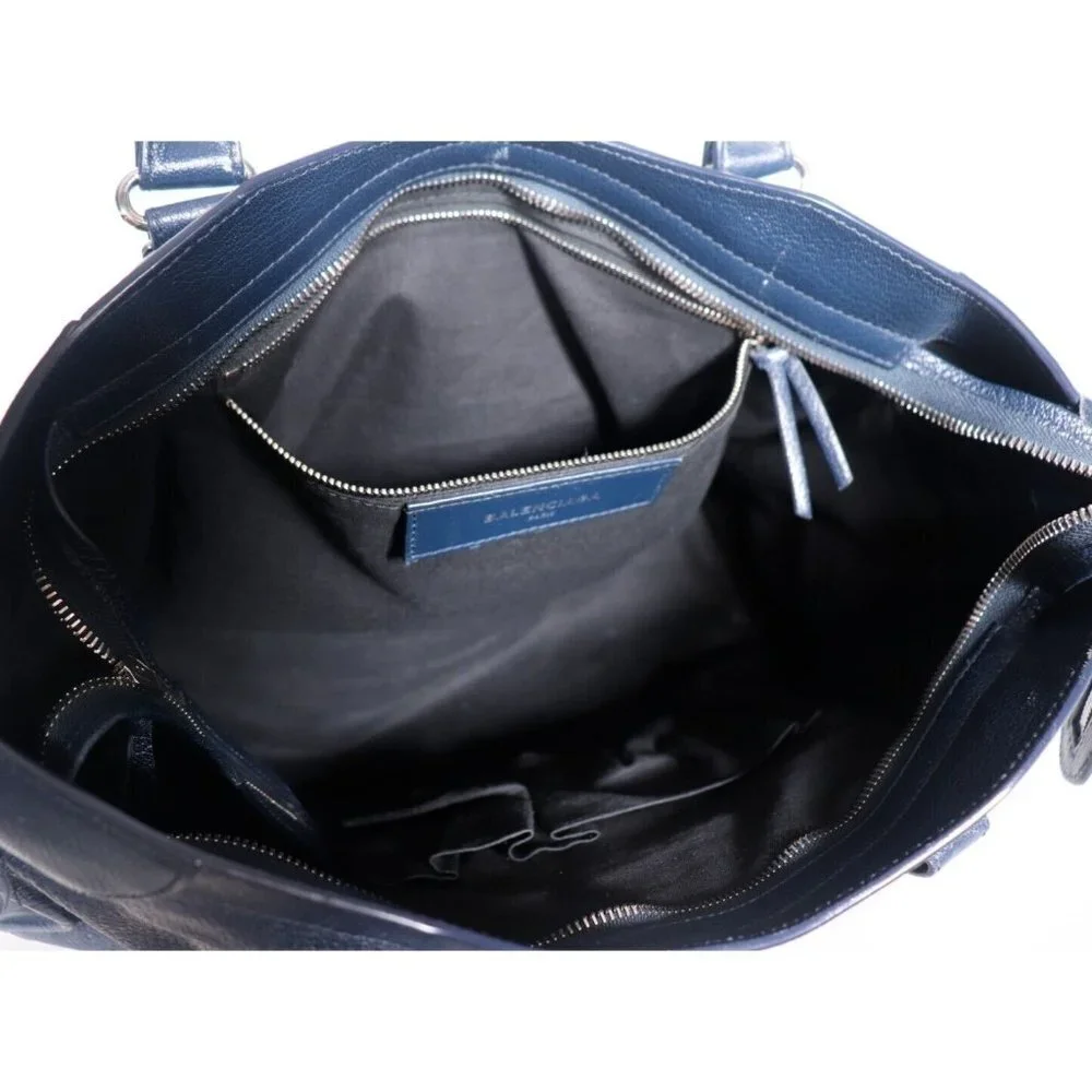 Balenciaga Navy Blue Leather Crossbody Satchel - Picture 9 of 12